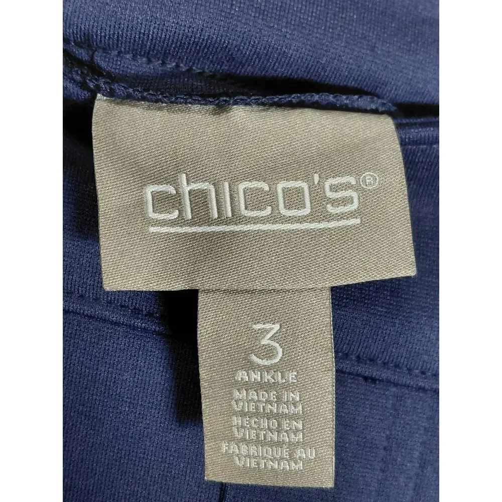 Chico's Blue Casual Stretch Pants Ankle Women Size 3